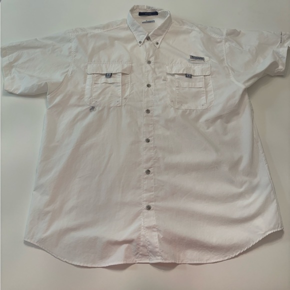 Columbia PFG Bahama Men’s XL White Fishing Shirt Short Sleeve Vented Button-Up - Picture 1 of 5